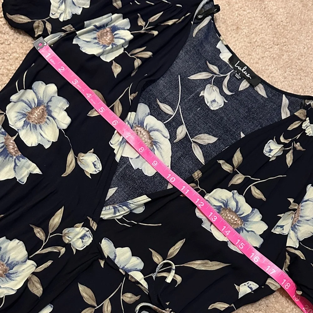 Lulus Lake Como Navy Floral High-Low Wrap Dress - Picture 5 of 14